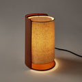 Leather Wrap Linen Cylinder Lamp