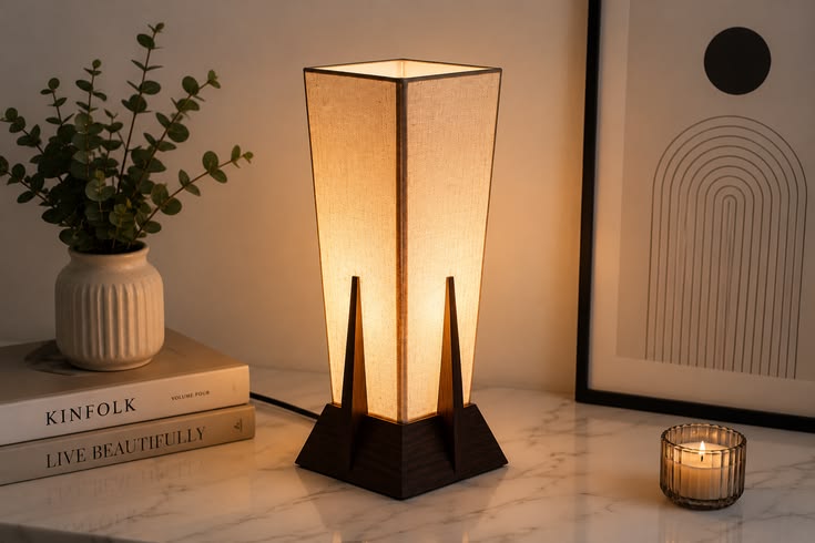Pyramid Linen Table Lamp