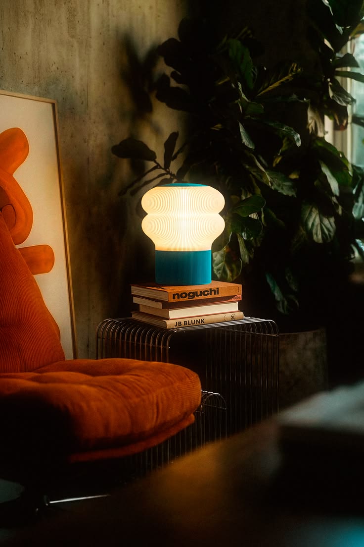 Bubble Ribbed Table Lamp – Teal