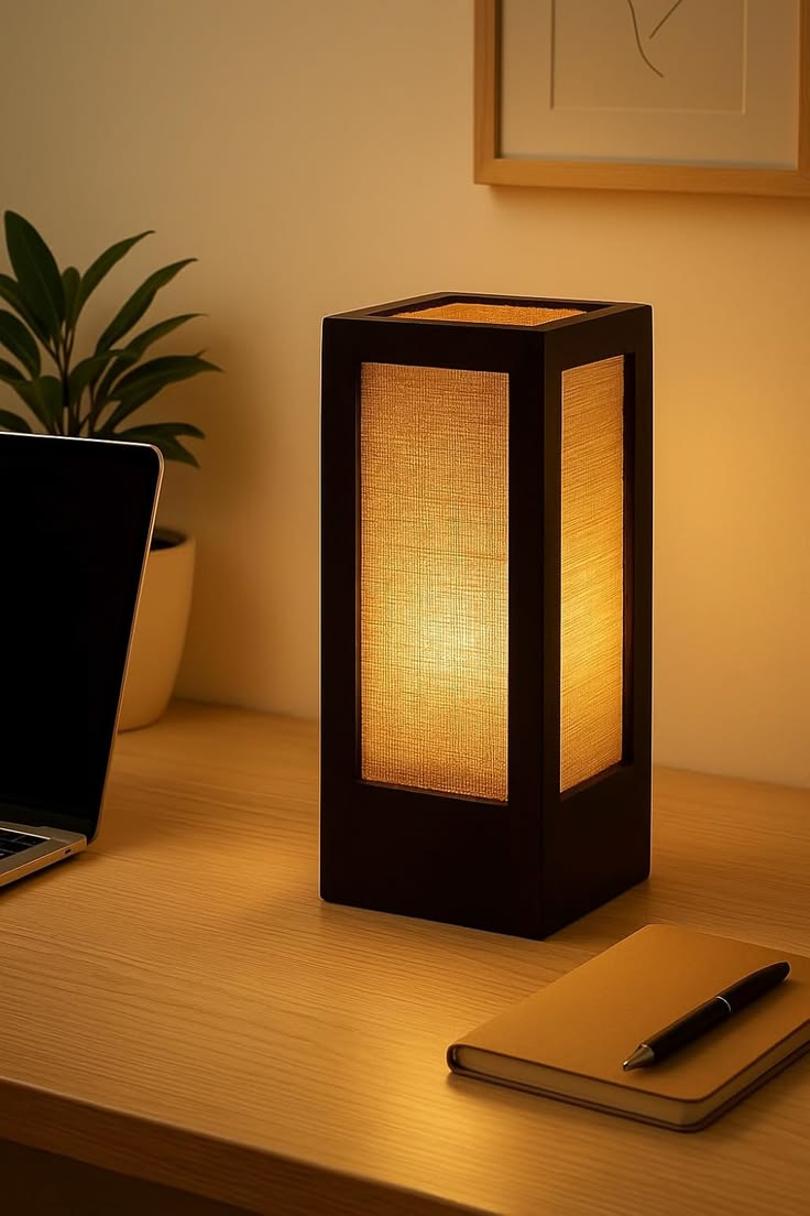 Jute Panel Wooden Bedside Lamp