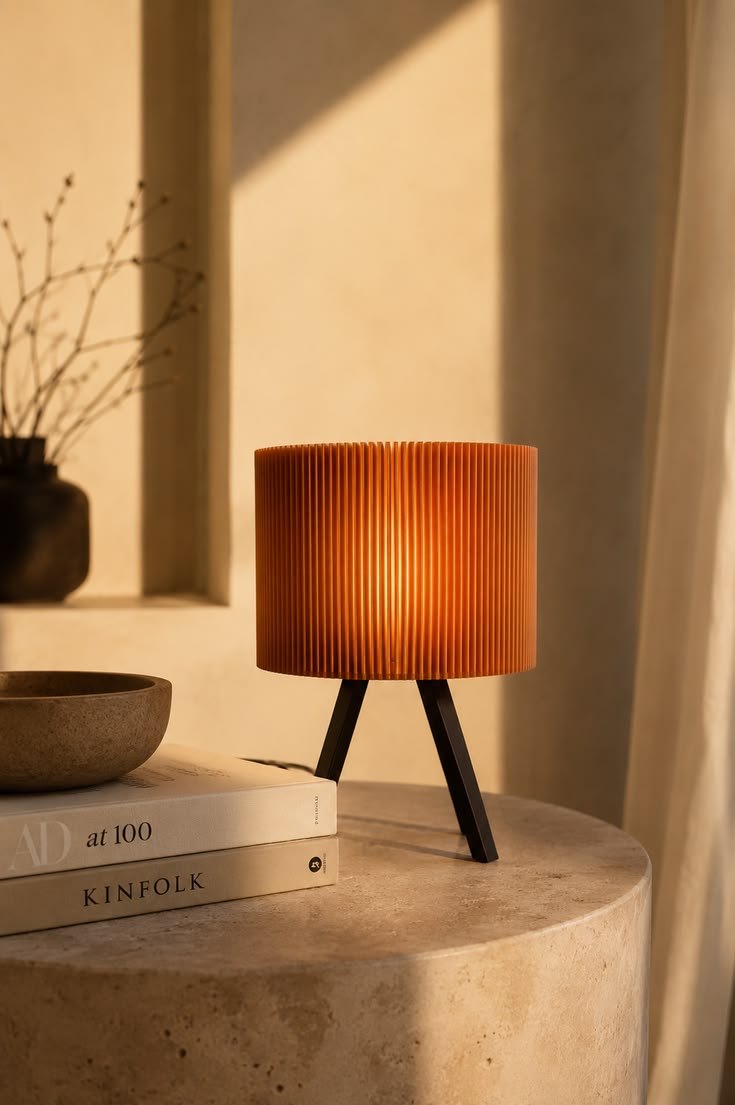Orbit Pleated Tripod Lamp – Caramel